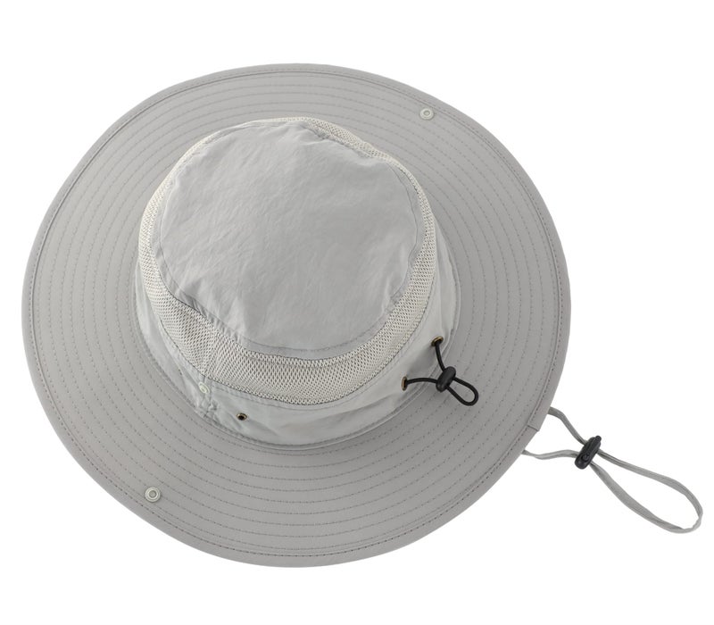 Connectyle Unisex Outdoor Mesh Sun Hat Camouflage Boonie Bucket Hats Fishing Hats with String Gray, 55 60cm - Image 3